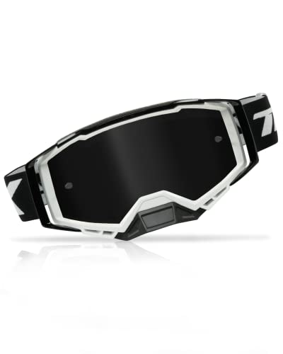 TWO-X ATOM gogle crossowe białe czarne – BLIZZARD przyciemniane czarne okulary MX ochrona nosa Motocross Enduro szkło lustrzane okulary motocyklowe odporne na zarysowania MX okulary ochronne - obrazek 2