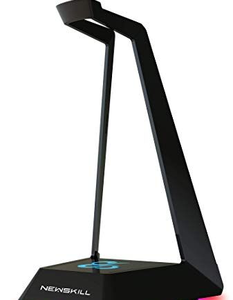 Newskill Raksha Spectrum Uchwyt na słuchawki RGB z maksymalnie 8 efektami świetlnymi, 3 porty USB i wykonane z tworzywa ABS kolor czarny