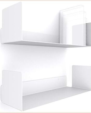 UNITURE® - 2-pak białych półek na książki - pływające półki na książki