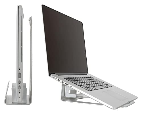 Pronomic LTS-21 stojak na laptopa 2 w 1 – pionowy uchwyt zapewnia bezpieczną pionową podstawę – umożliwia korzystanie z złożonego laptopa – do notebooków o maksymalnej grubości 17 mm – srebrny - obrazek 2