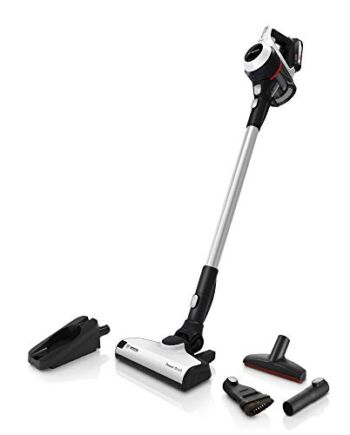 Bosch Unlimited Serie 6 BCS611AM, bezprzewodowy odkurzacz ręczny, bezworkowy, lekki, higieniczny filtr, wysoka moc ssania, długi czas pracy, ssawka szczelinowa, wszystkie rodzaje podłóg, biały