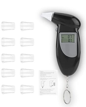 KIMISS Cyfrowy ekran LCD Tester alkoholu Tester alkoholu Przenośny brelokowy analizator oddechu z alkomatem 10/20/50 / PC (z 10 dyszami oddechowymi)