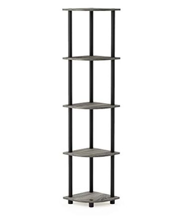 Furinno Turn-N-Tube Regał Narożny, Czarny/Brązowy, 29.5D x 29.5W x 146