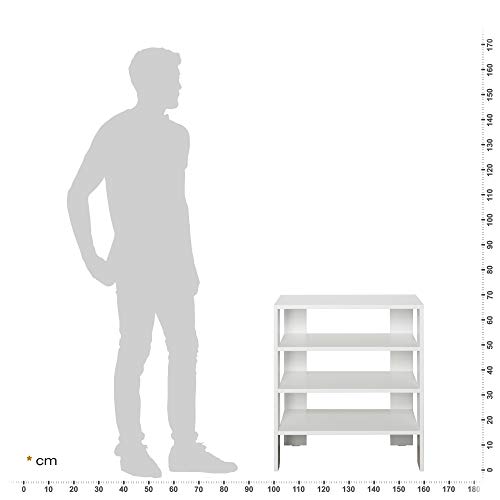 RICOO Regał stojący (WM039-WM) 70 x 55 x 32 cm, regał drewniany, biały, matowy regał na książki, organizer, szafka na książki, regał na rośliny, do salonu - obrazek 3