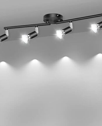 AIBOO lampa sufitowa LED, wychylna, GU10, reflektor sufitowy LED, 4-punktowy, czarny, do kuchni, sypialni, salonu (żarówki nie wchodzą w zakres dostawy)