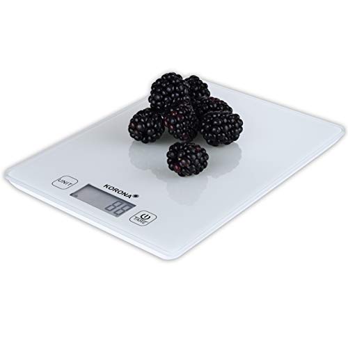 Korona 70245 Esther biała – cyfrowa waga kuchenna, elektroniczna, tara, udźwig 5 kg, podziałka 1 g, automatyczne wyłączanie, wskaźnik przeciążenia