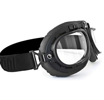 BERTONI Gogle motocyklowe Vintage Aviator Style - Mat Black - AF195 Go