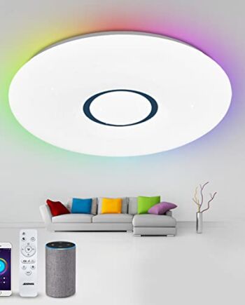 Lampa sufitowa Alexa Led 24W inteligentna lampa sufitowa 30CM, zmieniająca kolor, gwiaździste niebo, sterowana, zmieniająca kolor lampy kompatybilne z Alexa Google Home Wifi lampa sufitowa WiFi sterowanie głosem