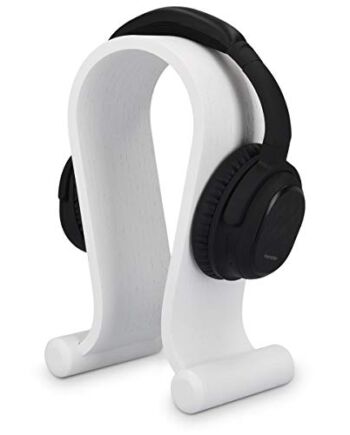 kalibri drewniany stojak na słuchawki omega – uniwersalny zestaw słuchawkowy drewniany wieszak – uchwyt do słuchawek do gier DJ Studio słuchawki i wyświetlacz słuchawek – dąb