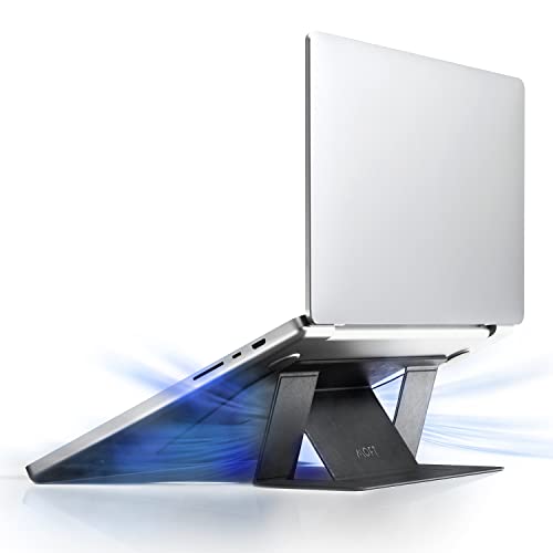 MOFT Stojak na MacBooka o 2 wysokościach, chłodzenie grafitowe, ulepszony klej bez śladów, pasuje do laptopów bez dolnych otworów wentylacyjnych, regulowany