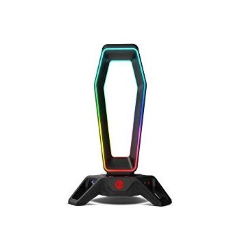 OZONE Gaming Stojak na słuchawki do gier Portal -OZPORTAL- Stojak na słuchawki do gier, akcesoria do konfiguracji gier, dźwięk 7.1, RGB, USB 3.0, czarny