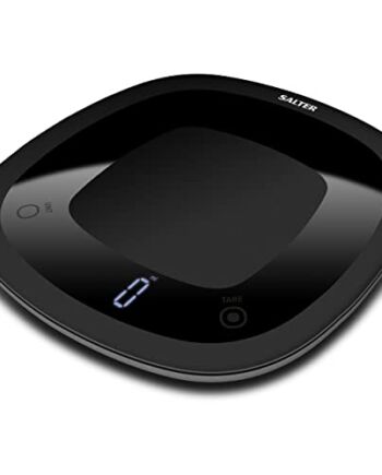 Salter 1062 BKDR Wodoszczelna (IPX7) elektroniczna waga kuchenna, czyszczenie w misce do mycia, duży wyświetlacz z podświetleniem, tarowanie, smukła kompaktowa konstrukcja, zakres do 5 kg, czarna