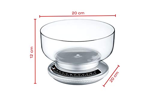 Korona 76115 Roy srebrna mechaniczna waga kuchenna, Tara, 20 x 20 x 14 cm - obrazek 5