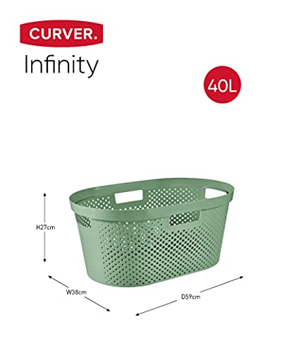 CURVER Kosz na pranie Infinity 40 l, zielony, 58,5 x 38 x 26,5 cm, two - obrazek 2