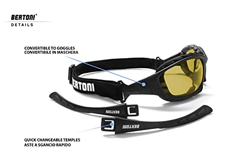 BERTONI Okulary motocyklowe fotochromowe ze zdejmowanym klipsem do soc - obrazek 5