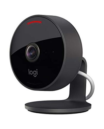 Logitech Circle View odporna na warunki atmosferyczne przewodowa kamera nadzorująca do domu, kąt 180°, 1080p, tryb nocny, dwukierunkowy audio, bezpieczne wideo Apple HomeKit Secure Video - Czarny