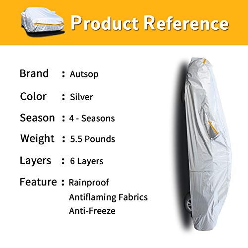 Autsop 6-warstwowa plandeka na samochód, wodoszczelna, oddychająca, pyłoszczelna, do limuzyny (483 x 178 x 120 cm), 3XL - obrazek 3