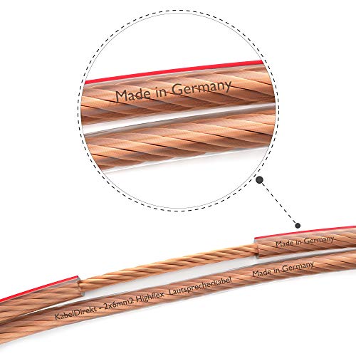 KabelDirekt – przewód stereo audio z czystej miedzi do głośników – wyprodukowany w Niemczech – 2×6 mm² – 15m (do głośników hi-fi i systemów dźwięku wielokanałowego, czysta miedź) - obrazek 5