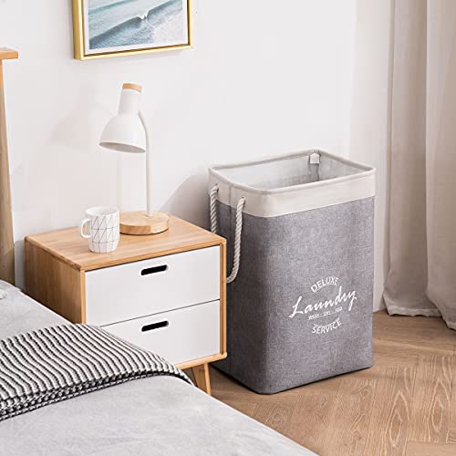 YOUDENOVA Laundry Hamper składany kosz na pranie, z kieszenią wewnętrzną i uchwytem na linę, podwyższony 30 x 40 x 60 cm, szary - obrazek 6