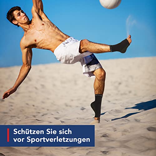 Dr. Arthritis - bandaż na stopy z włóknami miedzianymi (para) wraz z podręcznikiem lekarza - bandaż na kostkę/podkolanówki idealne do urazów i skręceń - skarpety uciskowe damskie i męskie - czarne (M) - obrazek 6