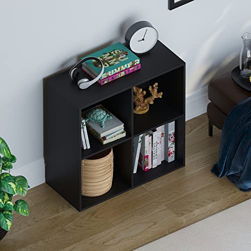 Vida Designs Durham Cube regał do przechowywania, organizer do salonu, półka na książki, meble do domu, biura, 4 kostki, czarny) - obrazek 4