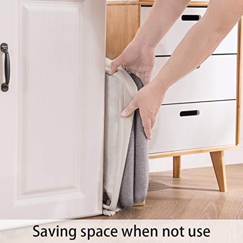 YOUDENOVA Laundry Hamper składany kosz na pranie, z kieszenią wewnętrzną i uchwytem na linę, podwyższony 30 x 40 x 60 cm, szary - obrazek 5
