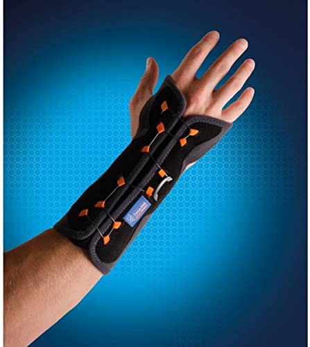 Orteza na nadgarstek do unieruchomienia z systemem zamykania Boa firmy Thuasne Sport – czarny/szary/pomarańczowy – rozmiar 2 (17-23 cm)