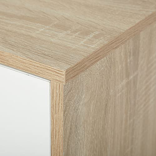 Meerveil Szafka na książki, regał do przechowywania, 9 półek z 5 drzwiami, nowoczesny styl, nadaje się do biura, gabinetu, salonu, korytarza i innych pomieszczeń, kolory dębu - obrazek 4