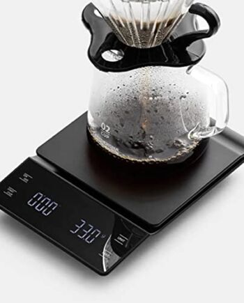 Nilpferd Cyfrowa waga do kawy z timerem do 3 kg, d = 0,1 g, waga do espresso z ekranem dotykowym LED, cyfrowa waga kuchenna, waga do żywności, waga do gospodarstwa domowego, waga drobna 0,1 g, baterie w zestawie (czarna)