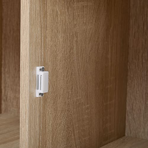 Meerveil Szafka na książki, regał do przechowywania, 9 półek z 5 drzwiami, nowoczesny styl, nadaje się do biura, gabinetu, salonu, korytarza i innych pomieszczeń, kolory dębu - obrazek 3