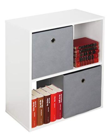 RICOO Regał na książki biały 2 półki 71 x 60 x 31 cm regał płyta wiórowa z drewna nowoczesny biały matowy WM111-WM, regał stojący regał biurowy na książki, regały i półki, stojak na drukarkę, regał na akta