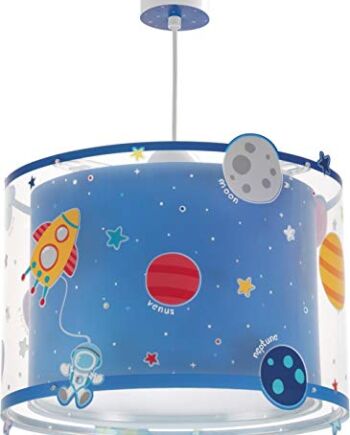 Dalber Lampa dziecięca lampa wisząca lampa wisząca planety pokój 33 x 33 x 25 cm, niebieska