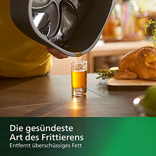 Philips Premium Airfryer XXL - Misa 7,3 l, Frytownica bez oleju, Technologia Rapid Air, Technologia usuwania tłuszczu, Podziałka w zestawie, Aplikacja NutriU z przepisami (HD9762/90) - obrazek 2