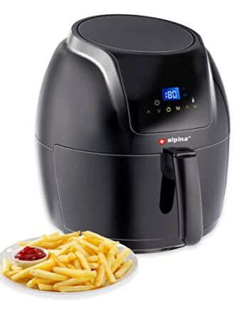 alpina Frytkownica na gorące powietrze – 5 litrów – 230 V – Airfryer – cyfrowy ekran dotykowy – kurczak, warzywa, chleb, muffiny – 7-8 osób