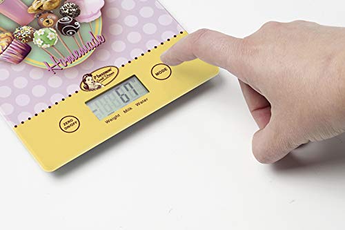 Bestron cyfrowa waga kuchenna z wyświetlaczem LCD, styl retro, Sweet Dreams, udźwig 5 kg, precyzja na 1 g, szkło, różowa - obrazek 5