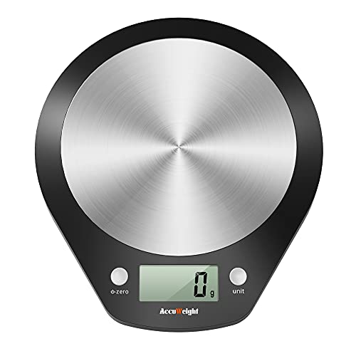 ACCUWEIGHT Cyfrowa wagi kuchenna, wagi do gospodarstwa domowego, waga pocztowa z dużą platformą ze stali nierdzewnej i wyświetlaczem LCD, waga elektroniczna, waga do 5 kg w krokach 1 g, czarny, Tara - obrazek 8