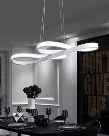 ZMH Lampa sufitowa LED, nad stół do jadalni, 47 W, muzyczny design, nowoczesna ściemniana wisząca lampa wykonana z silikonu i metalu, do jadalni, restauracji, salonu lub sypialni