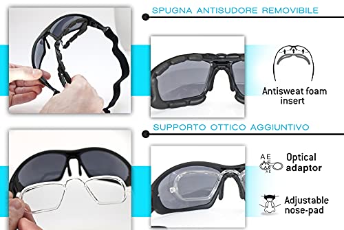 BERTONI Okulary motocyklowe fotochromowe ze zdejmowanym klipsem do soc - obrazek 3
