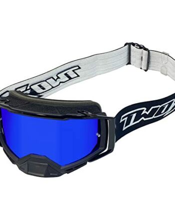 TWO-X ATOM gogle crossowe czarne - BLACKHAWK lustrzane niebieskie okulary MX, ochrona nosa, do motocrossu, enduro, szkła lustrzanego, okulary motocyklowe, odporne na zarysowania