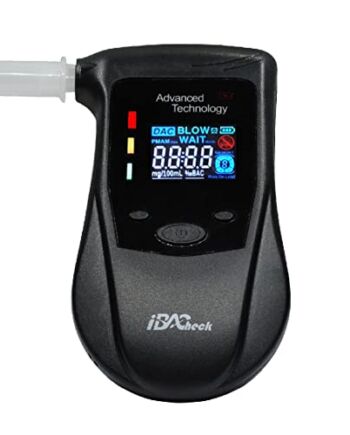 iBACheck Alkomat testowy alkoholu z funkcją przedawkowania i akumulatorem do ponownego ładowania, zegar w czasie rzeczywistym z niskim prądem czuwania, analizator oddechu z 4 kolorowym wyświetlaczem i 10 wspomnień (6)