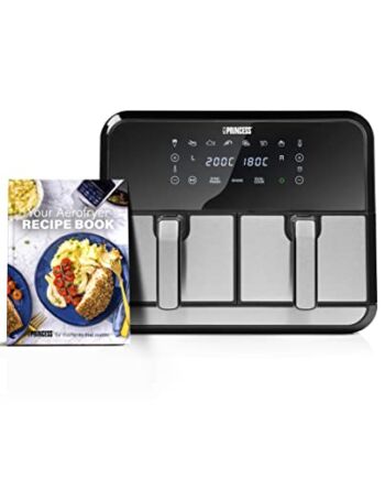 Princess Airfryer z podwójnym koszem, 8 l, 2 kg frytek, 8 programów, 2x4 L, czarny