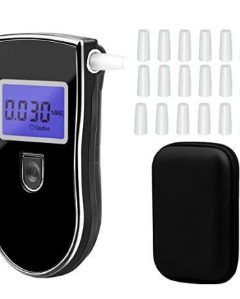 LUCKYKODOR Alkomat profesjonalny, przenośny alkomat z cyfrowym wyświetlaczem LCD, półprzewodnikowy, dokładny do policji, z 20 ustnikami