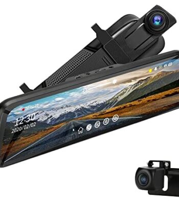 Jansite Kamera samochodowa 24H do monitorowania parkowania, 24 cm, z zestawem Hardwire Kit, podwójna kamera samochodowa tylna i przednia 1080P strumieniowe lusterko wsteczne noktowizor szerokokątny czujnik G