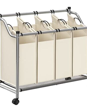 SONGMICS Kosz na pranie, kosz na pranie, sortownik na pranie z 4 wyjmo