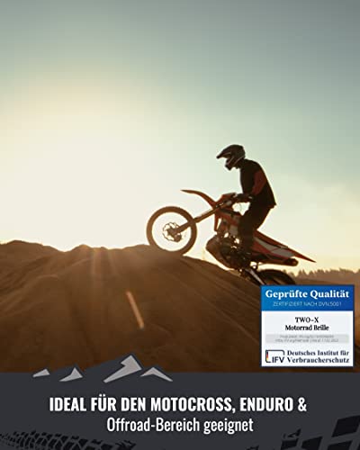 TWO-X ATOM gogle crossowe czarne – Blackhawk lustrzane srebrne gogle MX ochrona nosa Motocross Enduro szkło lustrzane okulary motocyklowe odporne na zarysowania okulary ochronne MX - obrazek 4