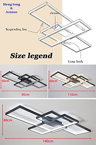 Lampa sufitowa LED, przyciemniana, z pilotem zdalnego sterowania, 3000–6000 K, nieregularny, prostokątny kształt, akrylowa, do salonu, kuchni, energooszczędna, dekoracyjna, biała, 140 x 80 cm / 115 W - obrazek 5