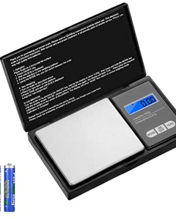 Vinabo waga kuchenna 500 g / 0,01g, przenośna waga na biżuterię, cyfrowa waga precyzyjna, z wyświetlaczem LCD i 7 sztuk, funkcja tarowania, do kuchni, kawy, lekarstw, biżuteria, czarna