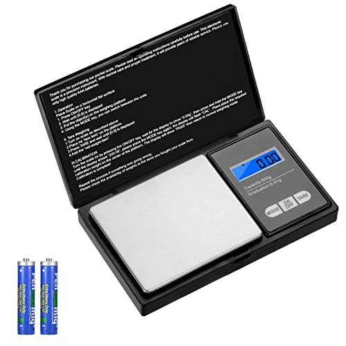 Vinabo waga kuchenna 500 g / 0,01g, przenośna waga na biżuterię, cyfrowa waga precyzyjna, z wyświetlaczem LCD i 7 sztuk, funkcja tarowania, do kuchni, kawy, lekarstw, biżuteria, czarna