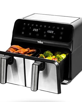 La Moustache - 8-litrowa frytkownica bezolejowa - Cyfrowy gorącego powietrza z 2 niezależnymi stylami - 10 programów, timer, kratki zapobiegające przywieraniu