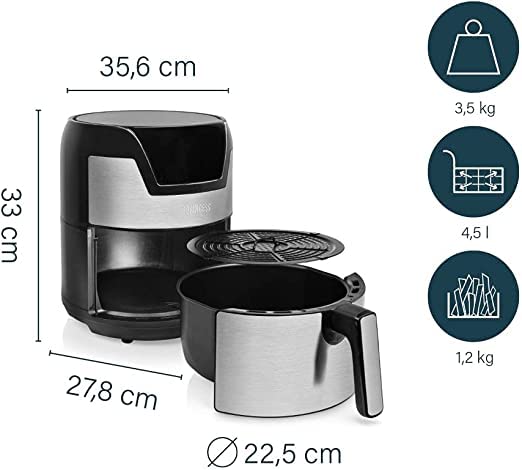 Princess Cyfrowy Airfryer XXL okrągły – pojemność 4,5 l – 66,7% mniejsze zużycie energii – stal nierdzewna – 10 wstępnie zaprogramowanych ustawień – 182026 - obrazek 5